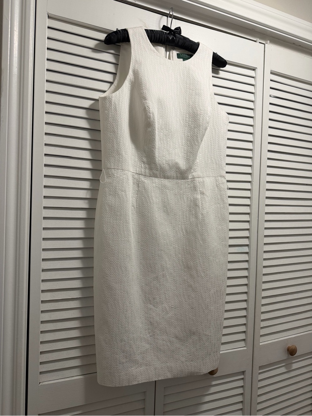 Lauren Ralph Lauren Cream Textured Sheath Midi Dress - Picture 2 of 14